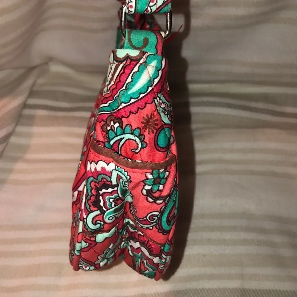 Bella Taylor Paisley Quilted Coral Green White Small Shoulder Hobo Bag Purse